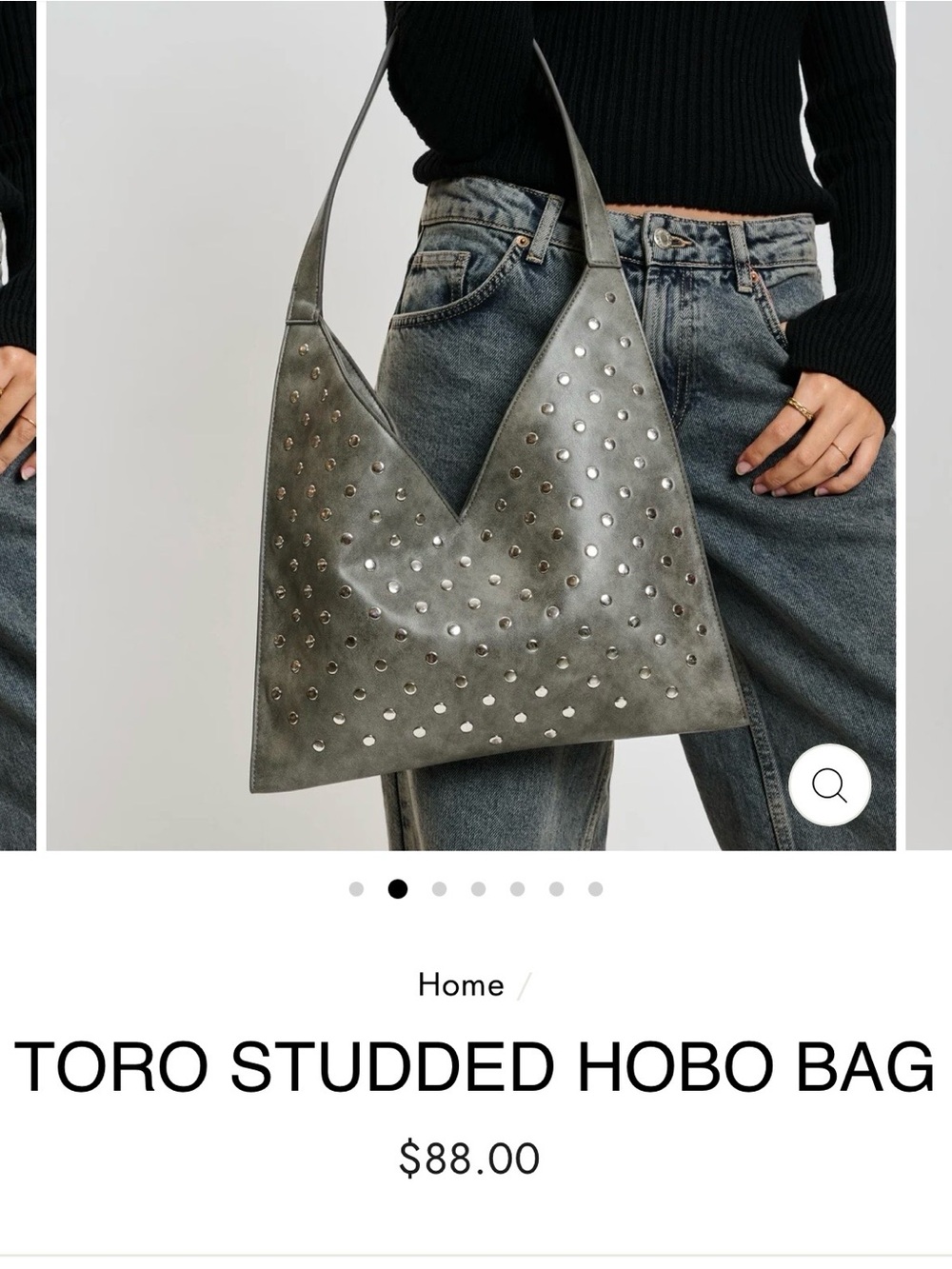 Moda Luxe Toro Studded Hobo Bag - Gray